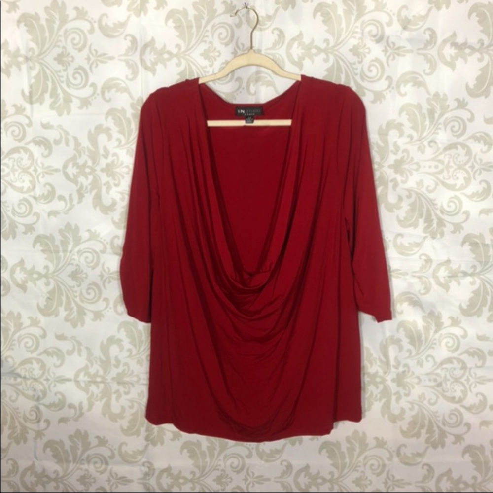 💚2/$19💚 NWT I.N.Studio Red Drape Neck Top